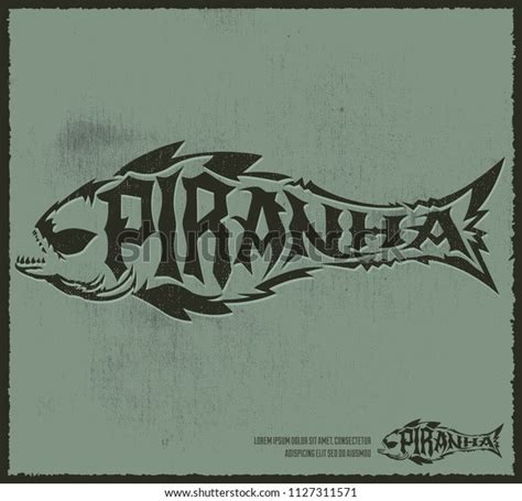 Piranha Vector Lettering Shape Fish Hardcore Stock Vector Royalty Free
