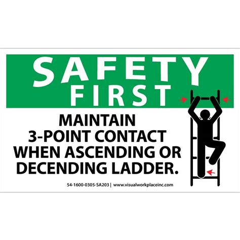 Osha Polylabel Safety First Maintain 3 Point Contact When Ascending