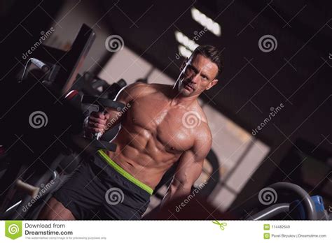 Strong Mature Man Working Out In The Gym Stock Image Image Of