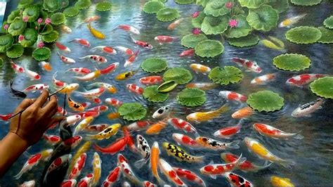 Cara Melukis Menggambar Ikan Koi 99 Ekor How To Draw 99 Koi Fish By