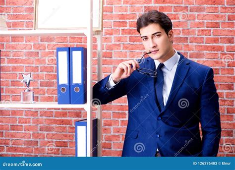 The Young Employee with Employee of the Month Trophy Stock Image ...