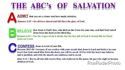 The Abc S Of Salvation Poster With Some Words In Different Colors And