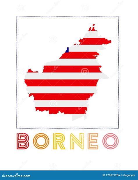 Borneo Logo Map Of Borneo With Island Name And Stock Vector