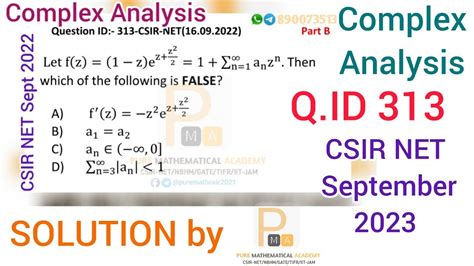 Csir Net September June Complex Analysis Solution Q Id