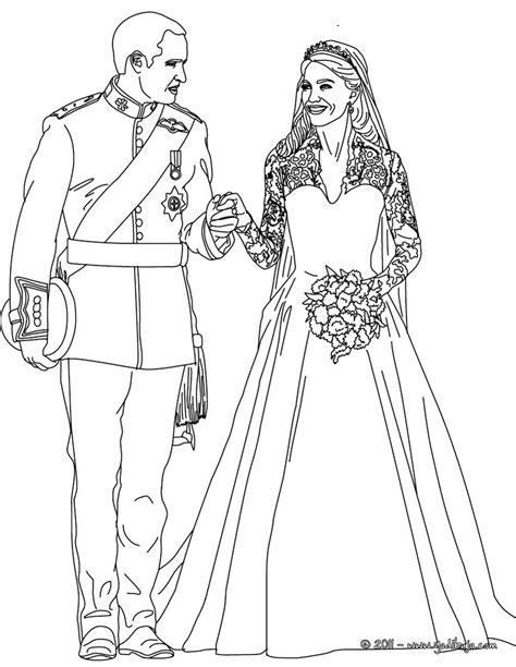 Dibujos Para Colorear Los Pr Ncipes Y Novios Kate Y William Es