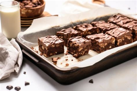 Premium AI Image | Nutfree brownies cut into squares on a tray