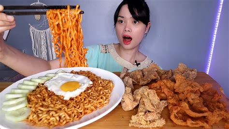 Samyang 3x Spicy And Chicken Skin Mukbang Youtube