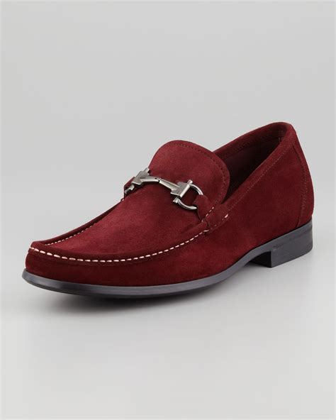 Lyst Ferragamo Magnifico Suede Loafer In Red For Men