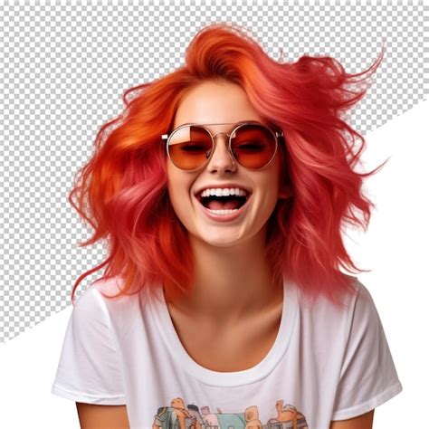 Premium Psd A Woman With Red Hair Wearing Sunglasses And A White