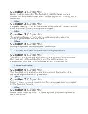 Quiz7 Docx Question 1 10 Points James Madison Argued In The