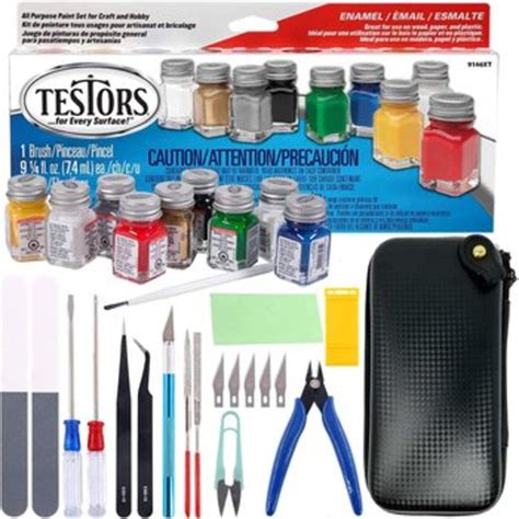 Testors Model Paint Enamel 10pc Paint Set And Pixiss Model Accessory Kit