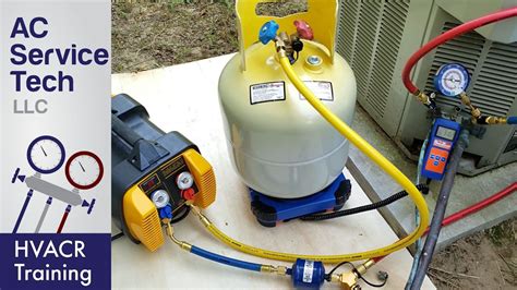 Hvac Refrigerant Recovery Machine Hose Tank And Tool Setup And