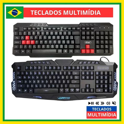 Teclados Gamer Multimidia Computador Usb Abnt2 Led Preto Shopee Brasil