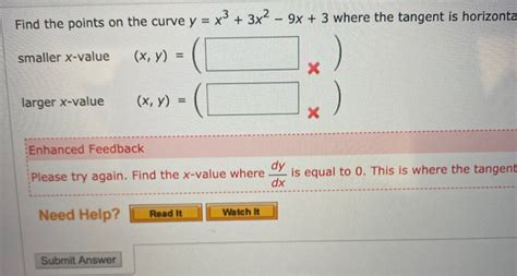 Solved Find The Points On The Curve Y X3 3x2 9x 3