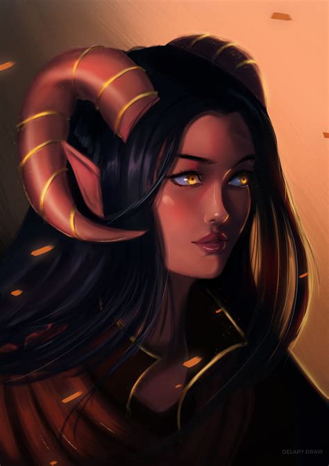 Artstation Dnd Feral Tiefling Portrait Kary Le In 2022 Fantasy