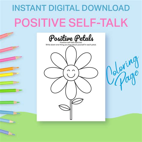 Positive Self Talk Activity Printable Self Esteem Coloring Pages For