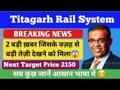 Titagarh Rail System Share Latest News Titagarh Share News Today