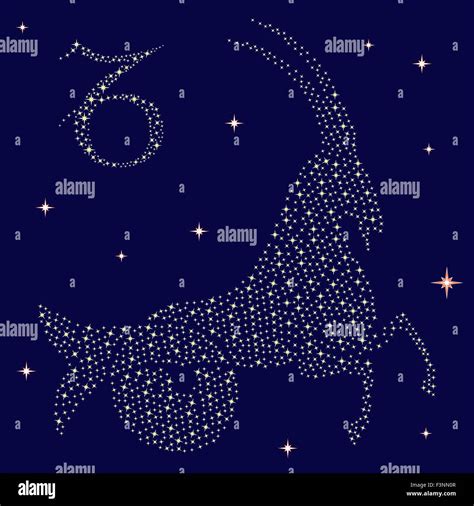 Zodiac Sign Capricorn On A Background Of The Starry Sky Vector