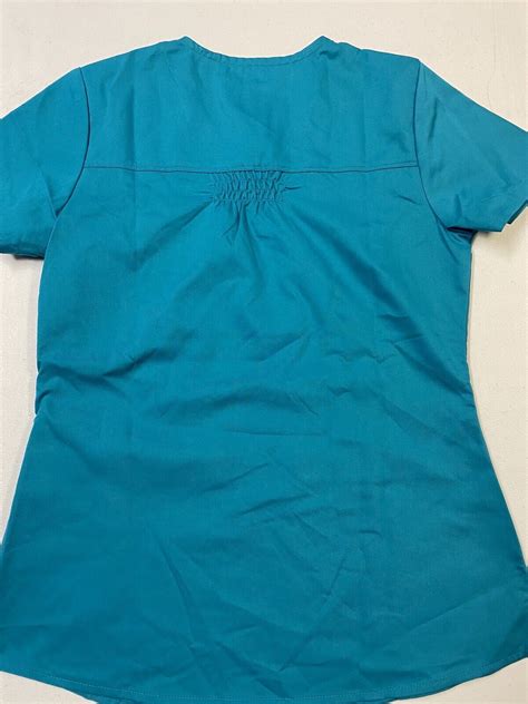 Greys Anatomy Womens V Neck Teal Shirred Back Scrub Top Size Xsmall Nwt Ebay