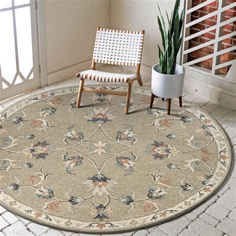 LR Home Victorian Mirroring Floral Gray 4 Ft. 10 In. Round Area Rug ...