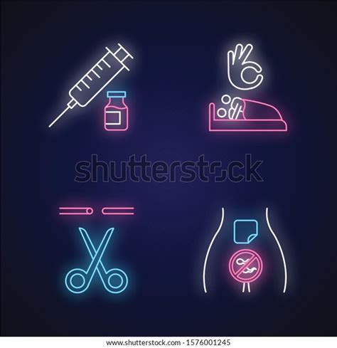 Safe Sex Neon Light Icons Set Stock Vector Royalty Free 1576001245