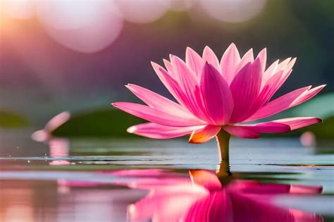 Premium AI Image | pink water lily in the morning