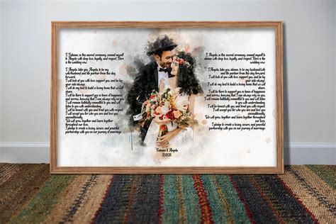 Personalized Wedding Vow Sign Wedding Vow on Canvas Watercolor Couple