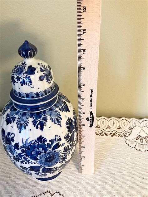 Delft Blue Ginger Jar Lidded Vase Urn Holland Signed By Etsy