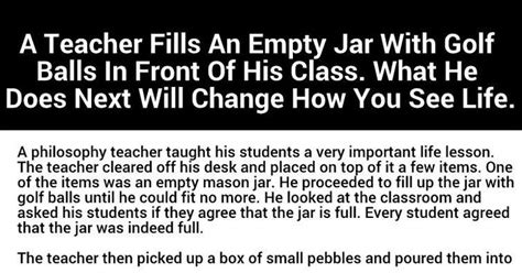 A Teacher Grabs A Jar Of Golf Balls And Teaches His Students A Valuable