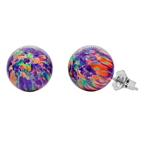 Mm Australian Royal Lavender Opal Ball Stud Post Earrings Solid K