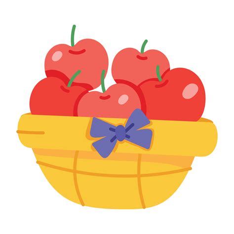 Trendy Apples Basket Vector Art At Vecteezy