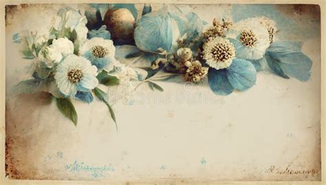 Vintage Blue Flower Painting For Background Stock Illustration