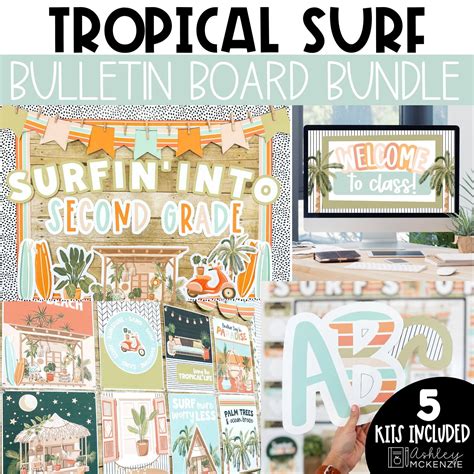 Beach Themed Back to School Classroom Decor, Tropical Surf Bulletin ...