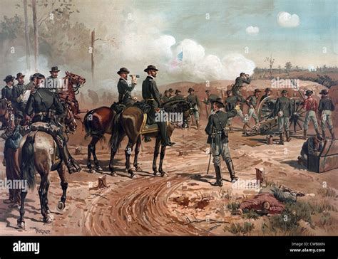 The Civil War The Battle Siege Of Atlanta Chromolithograph By