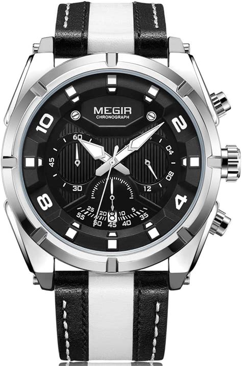 Megir Herren Armbanduhr Chronograph Quarzuhr Modisch Lederarmband