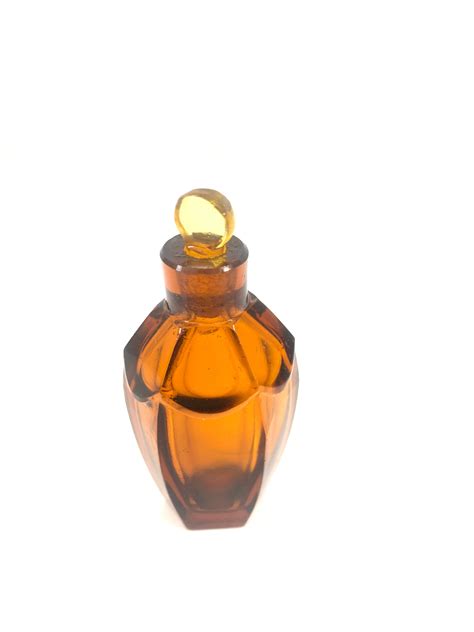 Vintage Amber Colour Cut Glass Perfume Bottle Etsy