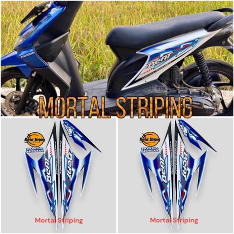 Jual STIKER STRIPING LIS BODY HONDA BEAT KARBU 2011 2012 PUTIH BIRU