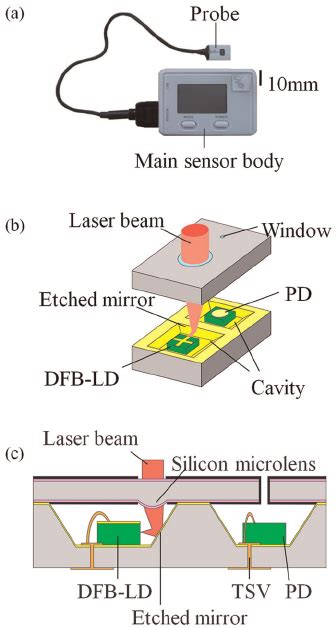 A A Photograph Of The MEMS Blood Flow Sensor B Schematics Of Its