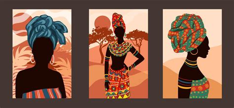 Posters With Ethnic African Women Tribal Boho Style Vector