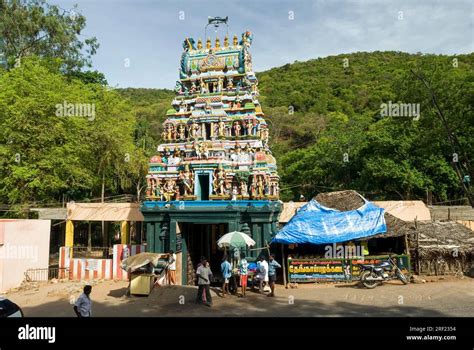 Temple Tower Gopuram Murugan Temple In Pazhamudircholai Near Madurai