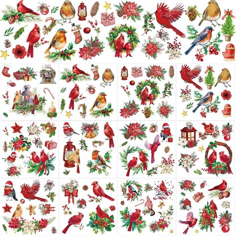 Amazon Whaline 12 Sheet Christmas Rub On Transfers Xmas Cardinal