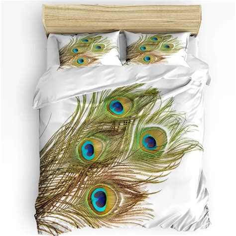 Peacock Bedding Set Comforter Duvet Cover Pillow Shams Peacock Feathers