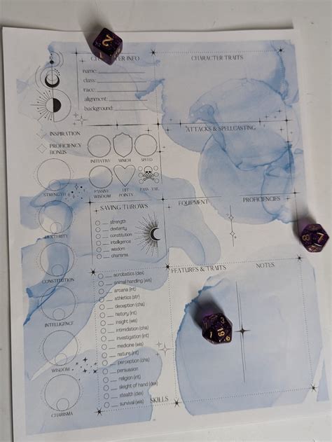 Dnd Character Sheet Celestial Fillable Dandd Circle Of Moon Etsy