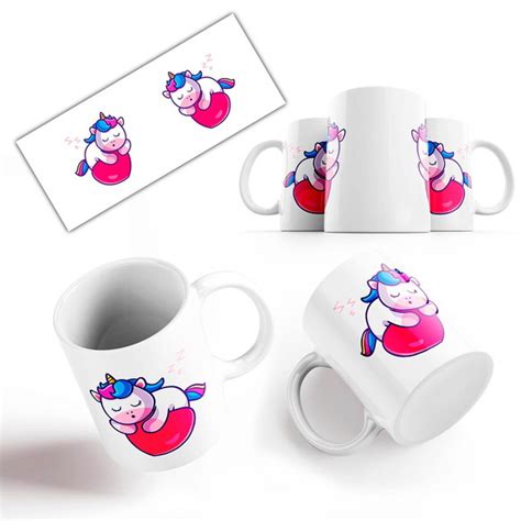 Caneca Cerâmica Unicórnio Fofinho Dormindo Coração Elo7