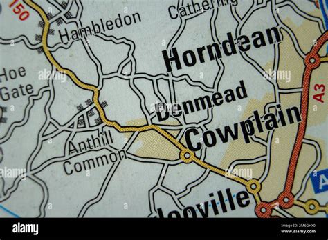 Denmead village, Hampshire, United Kingdom atlas map town name Stock Photo - Alamy