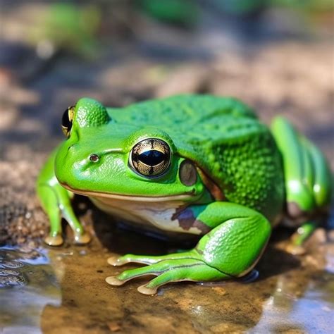 Premium Photo White Lipped Tree Frog On Branch Tree Frog On Green