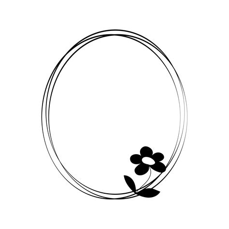 The Oval Frame Is Decorated With Flowers In A Minimalist Style Vector