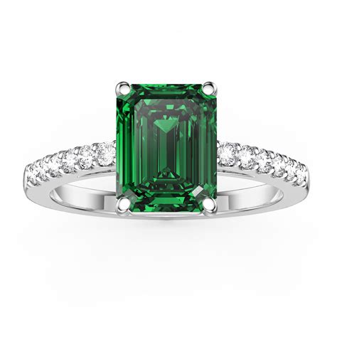 Princess 2ct Emerald Emerald Cut Diamond Pave 18ct White Gold Proposal