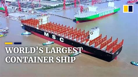 Worlds Largest Container Ship Leaves Dry Dock In Shanghai YouTube