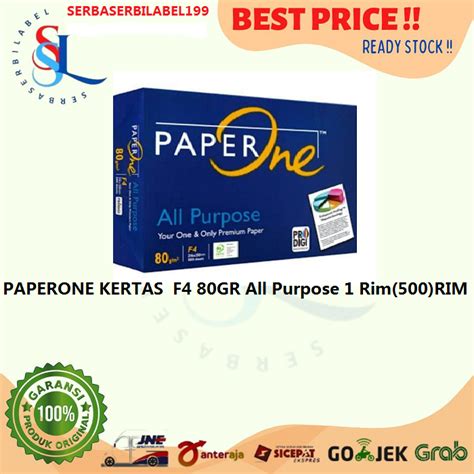 Jual PAPERONE KERTAS F4 80GR All Purpose 1 Rim 500 Lembar Kertas HVS